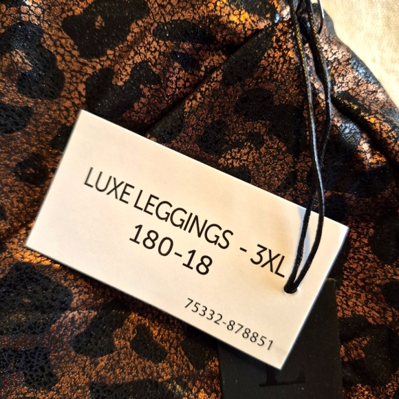 LuLaRoe Rise Luxe line women's size 3X leggings black copper animal print NWT - Picture 2 of 8